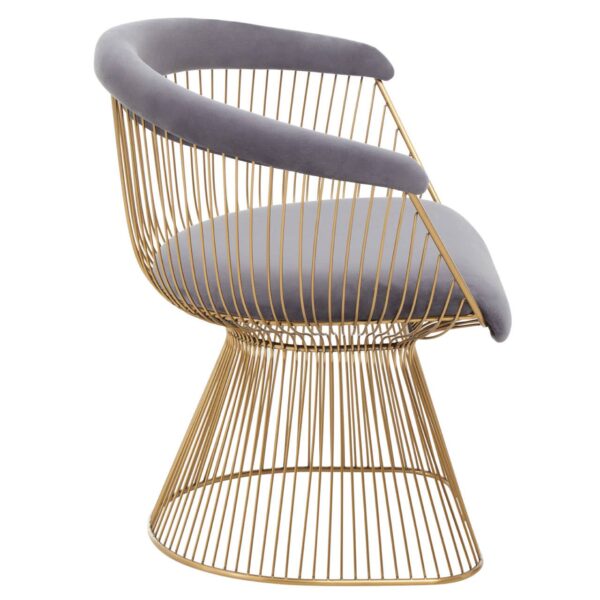 Nani Grey Velvet And Brushed Gold Chair - Image 3