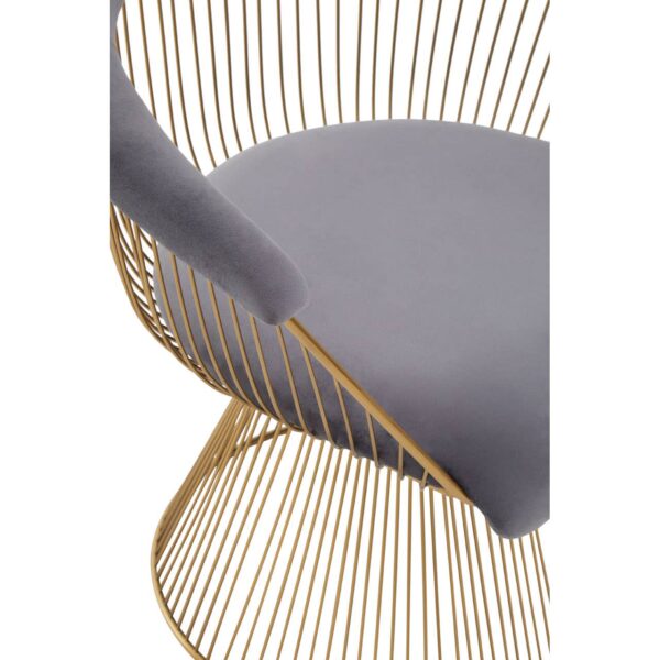 Nani Grey Velvet And Brushed Gold Chair - Image 7