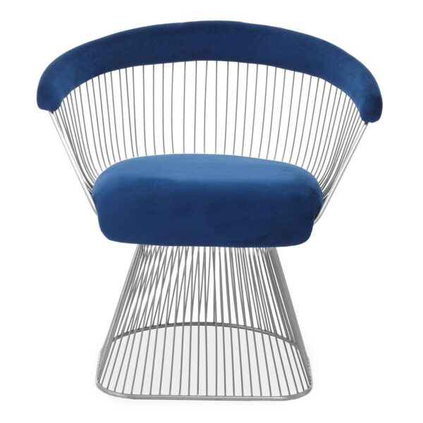 Nani Navy Blue Velvet And Brushed Silver Chair