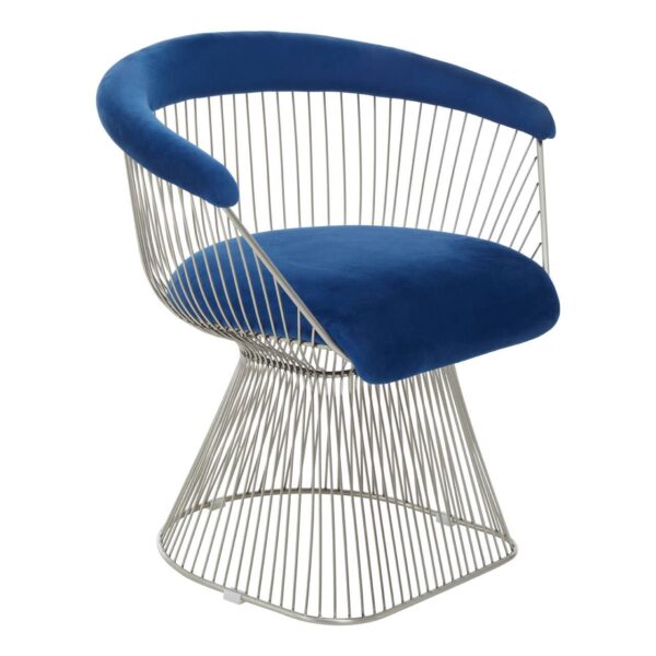 Nani Navy Blue Velvet And Brushed Silver Chair - Image 2