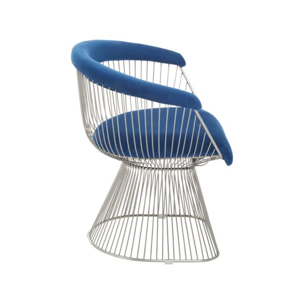 Nani Navy Blue Velvet And Brushed Silver Chair - Image 3