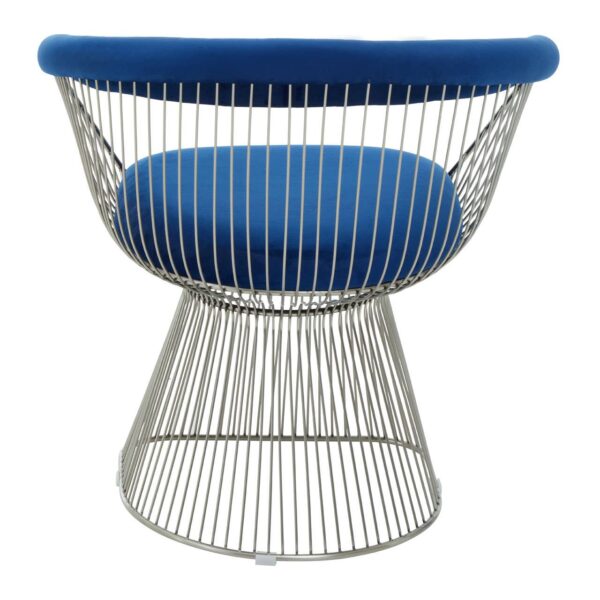 Nani Navy Blue Velvet And Brushed Silver Chair - Image 4