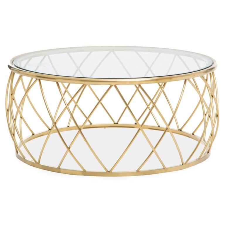 Langley Clear Glass And Gold Frame Round Coffee Table