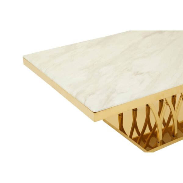 Renil White Marble And Titan Gold Coffee Table - Image 5