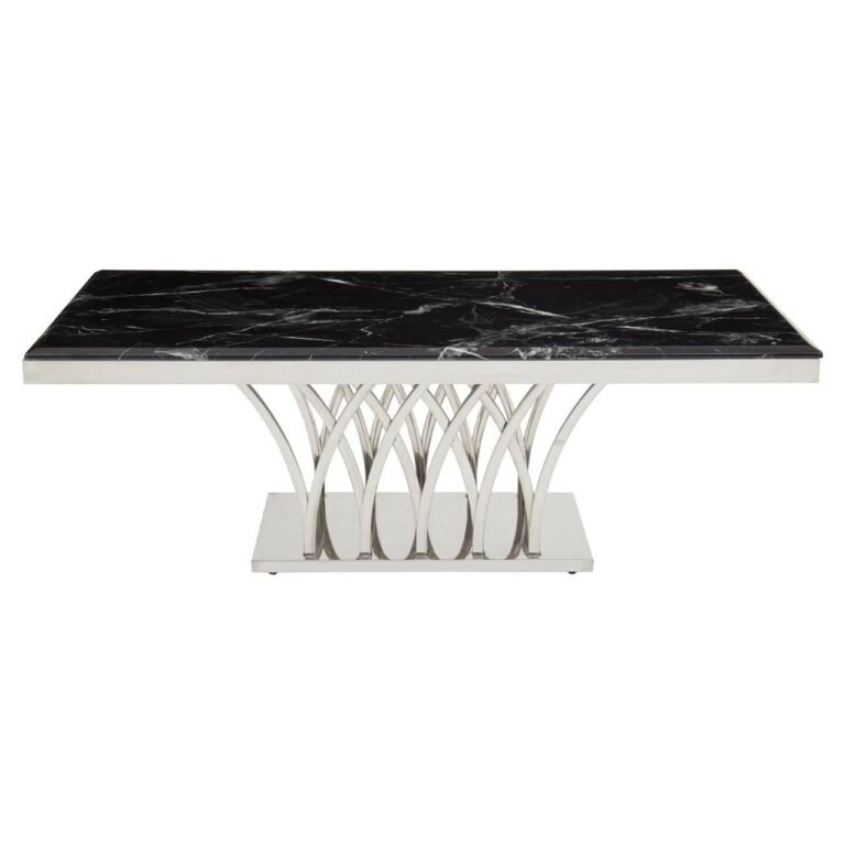 Renil Black Marble And Silver Coffee Table.