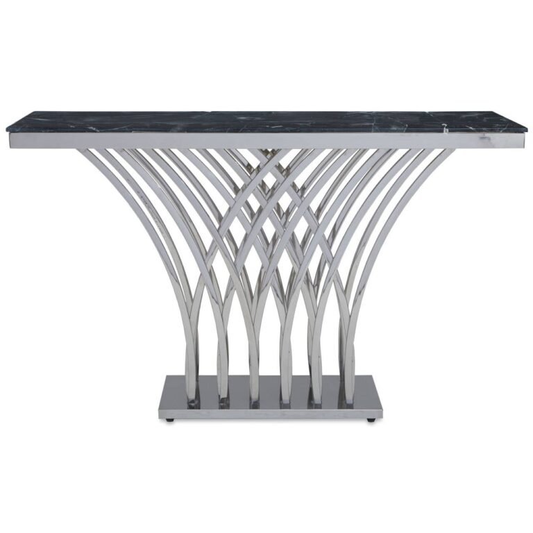 Renil Black Marble And Silver Console Table