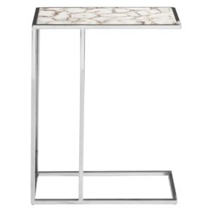 Ridge White And Silver Agate Side Table