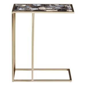 Ridge Black And Gold Agate Side Table