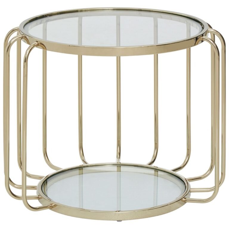 Lynwood Warm Metallic Side Table With Glass Top