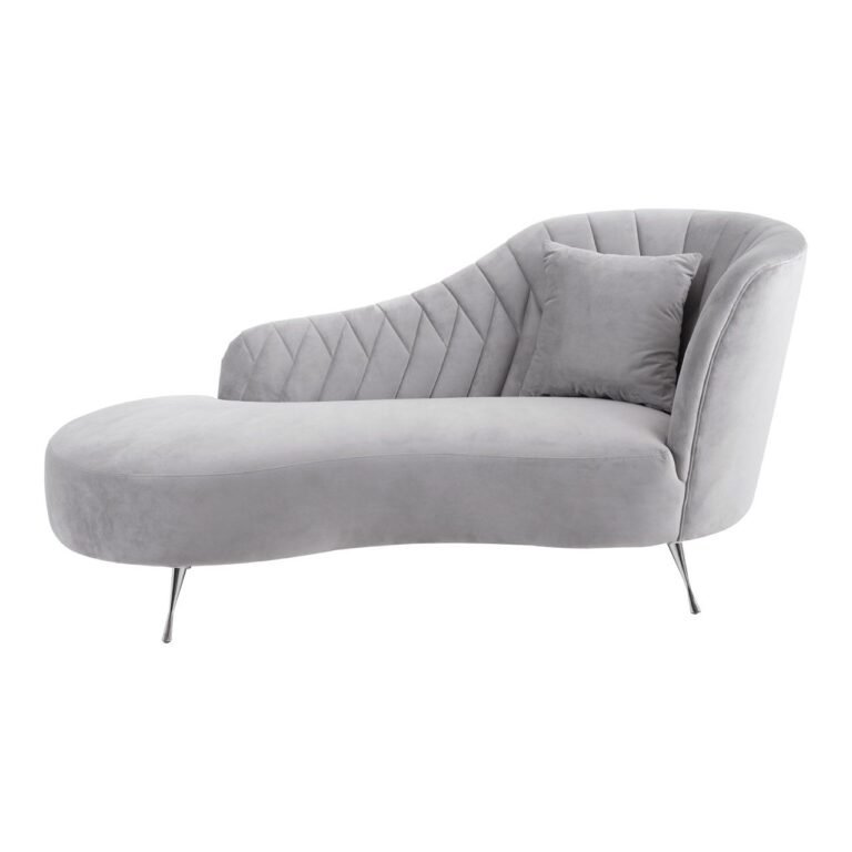 Monder Grey Velvet Chaise Longue