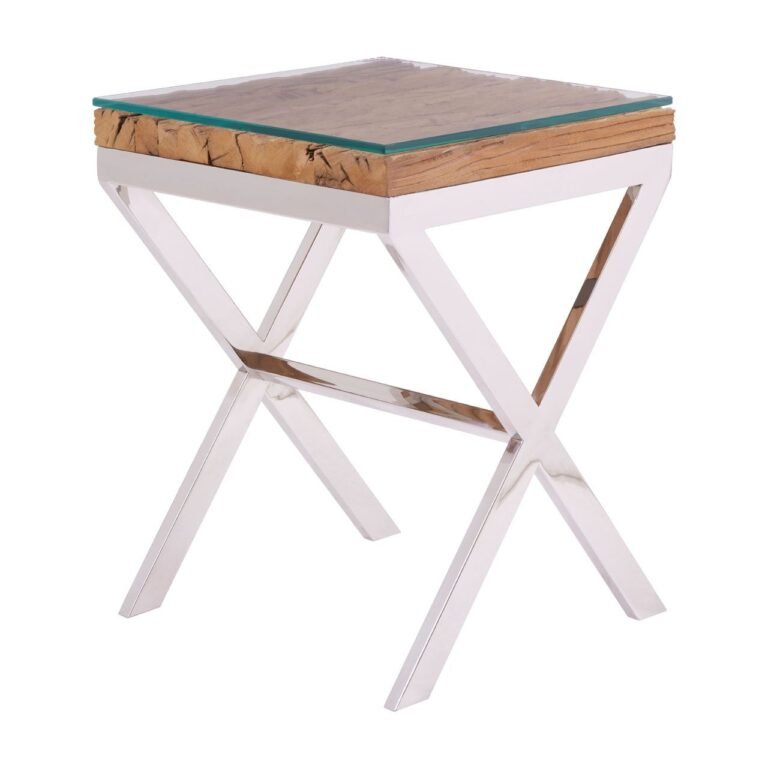 Balmoral Natural Top Side Table With Cross Base