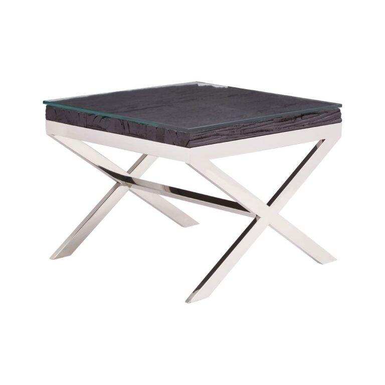 Balmoral Black Top End Table With Cross Base