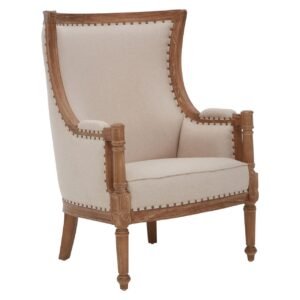 Baril Cream Fabric Chair With Sweeping Arms