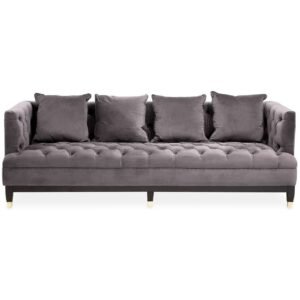 Dilli 3 Seat Viola Pirate Grey Fabric Sofa