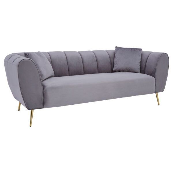 Larina 3 Seat Grey Velvet Sofa - Image 2