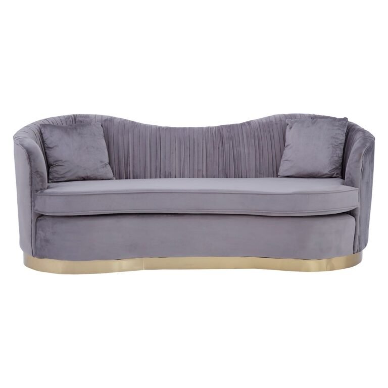 Anzier 3 Seat Pleated Grey Velvet Sofa