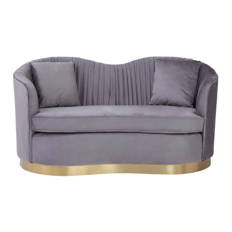 Anzier 2 Seat Pleated Grey Velvet Sofa