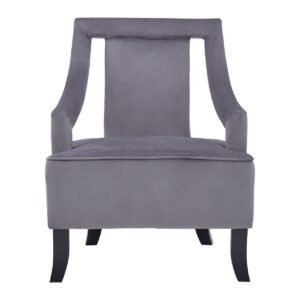 Aye Grey Velvet Chair With Wooden Legs