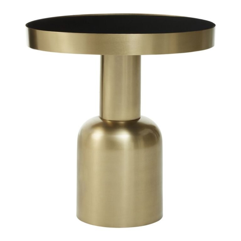 Lorel Gold Finish Side Table With Glass Top