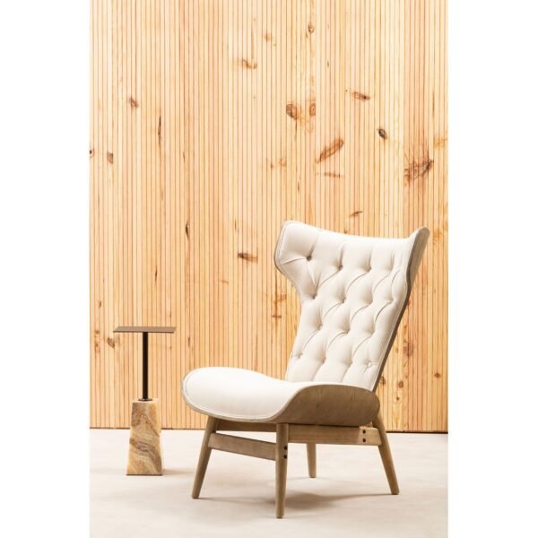 Arche Beige Fabric Chair With Winged Back - Image 15
