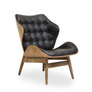 Arche Black Leather Chair With Button Detail