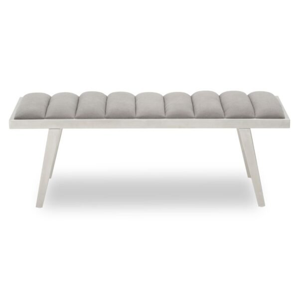 Giltin Grey Velvet Angular Bench - Image 2