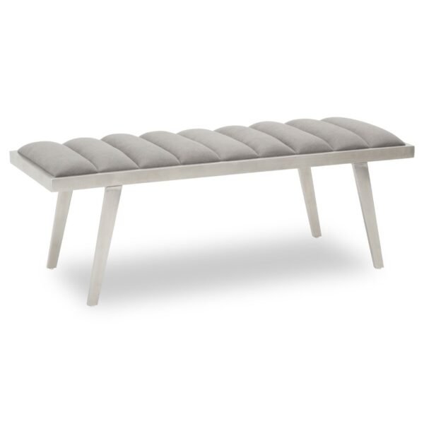 Giltin Grey Velvet Angular Bench - Image 3