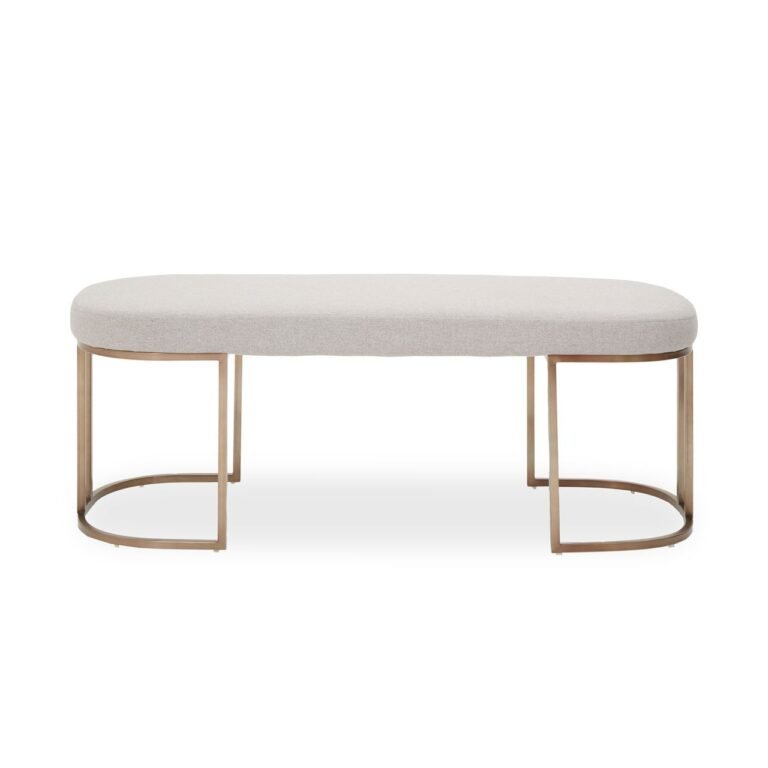 Giltin Light Grey Bench With Curved Base