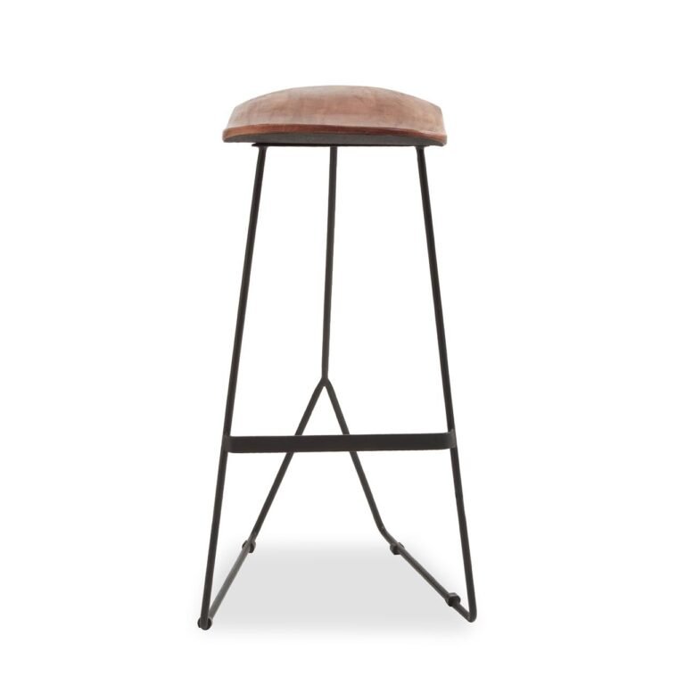 Kenton Distressed Brown Leather Bar Stool