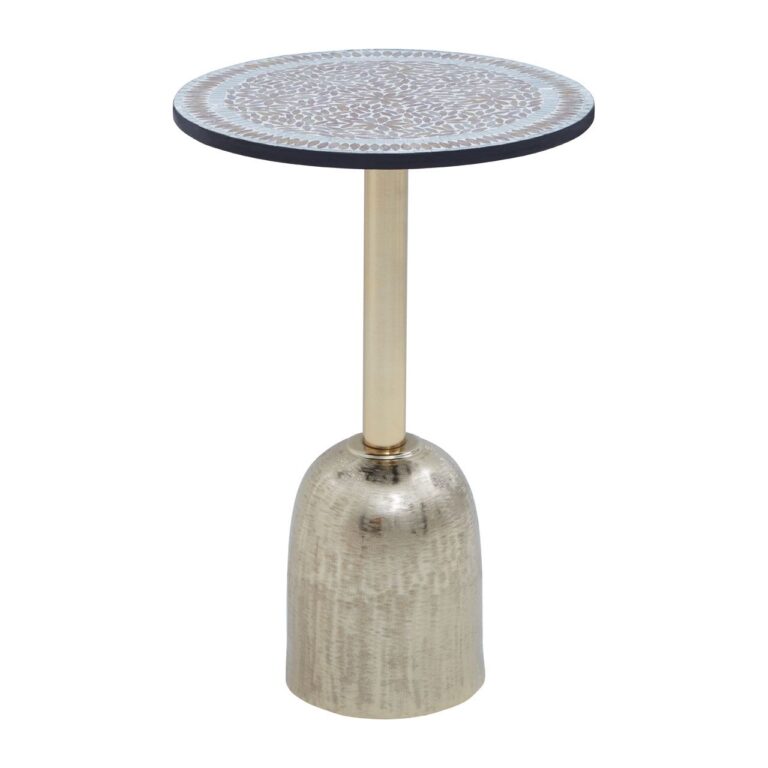 Lambton Mosaic Top Gold Base Side Table