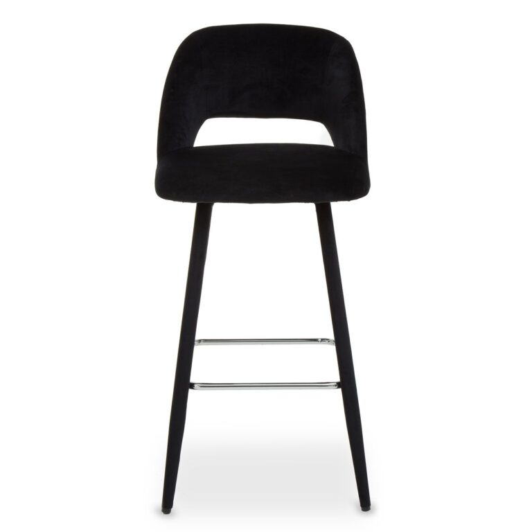 Crestfield Black Velvet Bar Chair