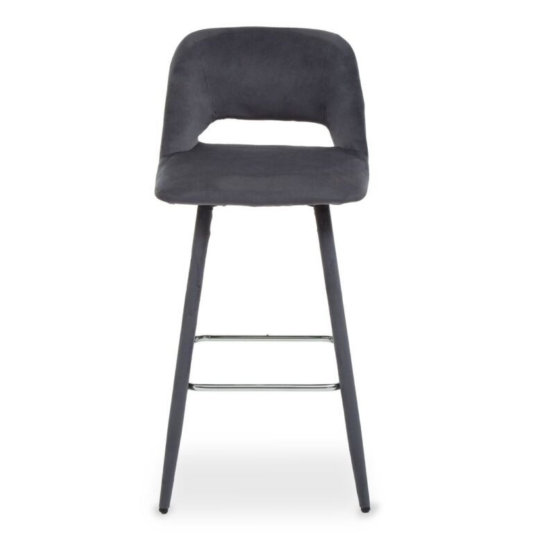 Crestfield Grey Velvet Bar Chair
