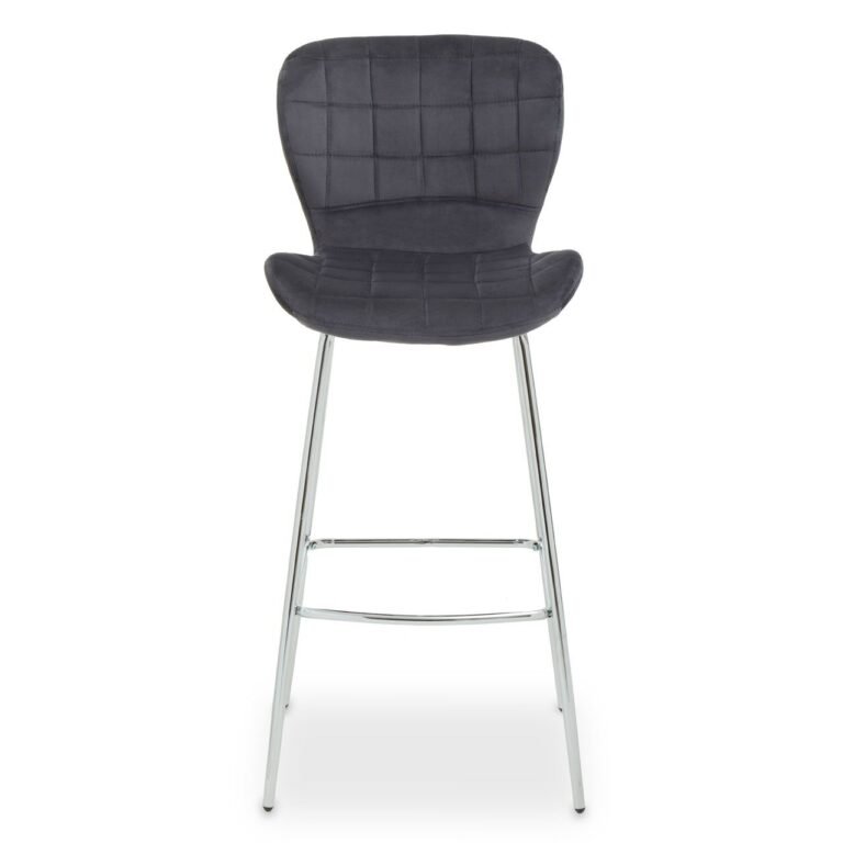 Lofton Grey Velvet Bar Chair