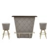 Estley Bar And Grey Velvet Stools Set - Image 2
