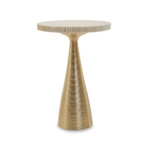 Sunning White Stone Gold Side Table