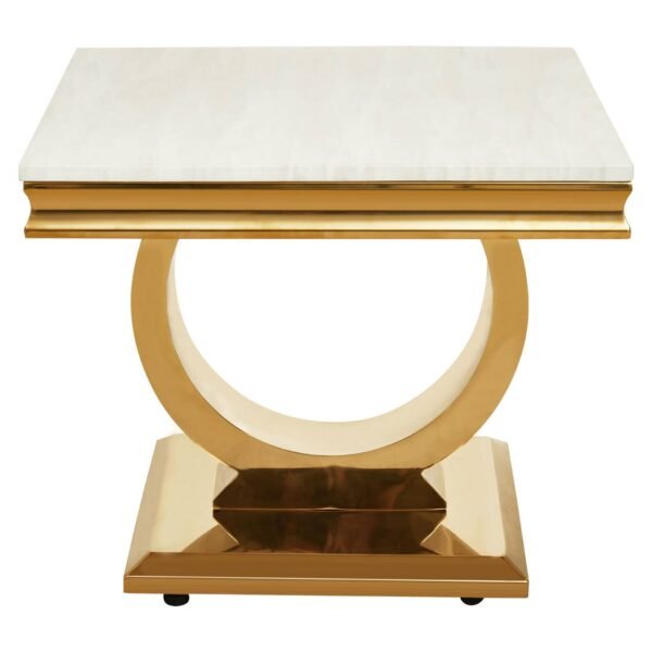 Todar Ivory White Marble Side Table