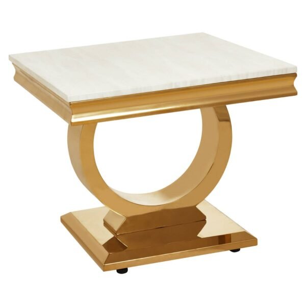 Todar Ivory White Marble Side Table - Image 4