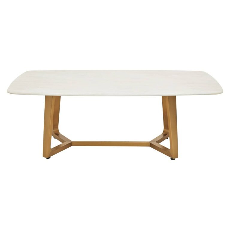 Todar White Marble Coffee Table With Brushed Gold Base