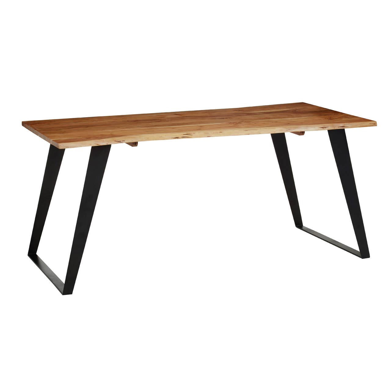 Ranip Acacia Wood And Looped Iron Base Dining Table