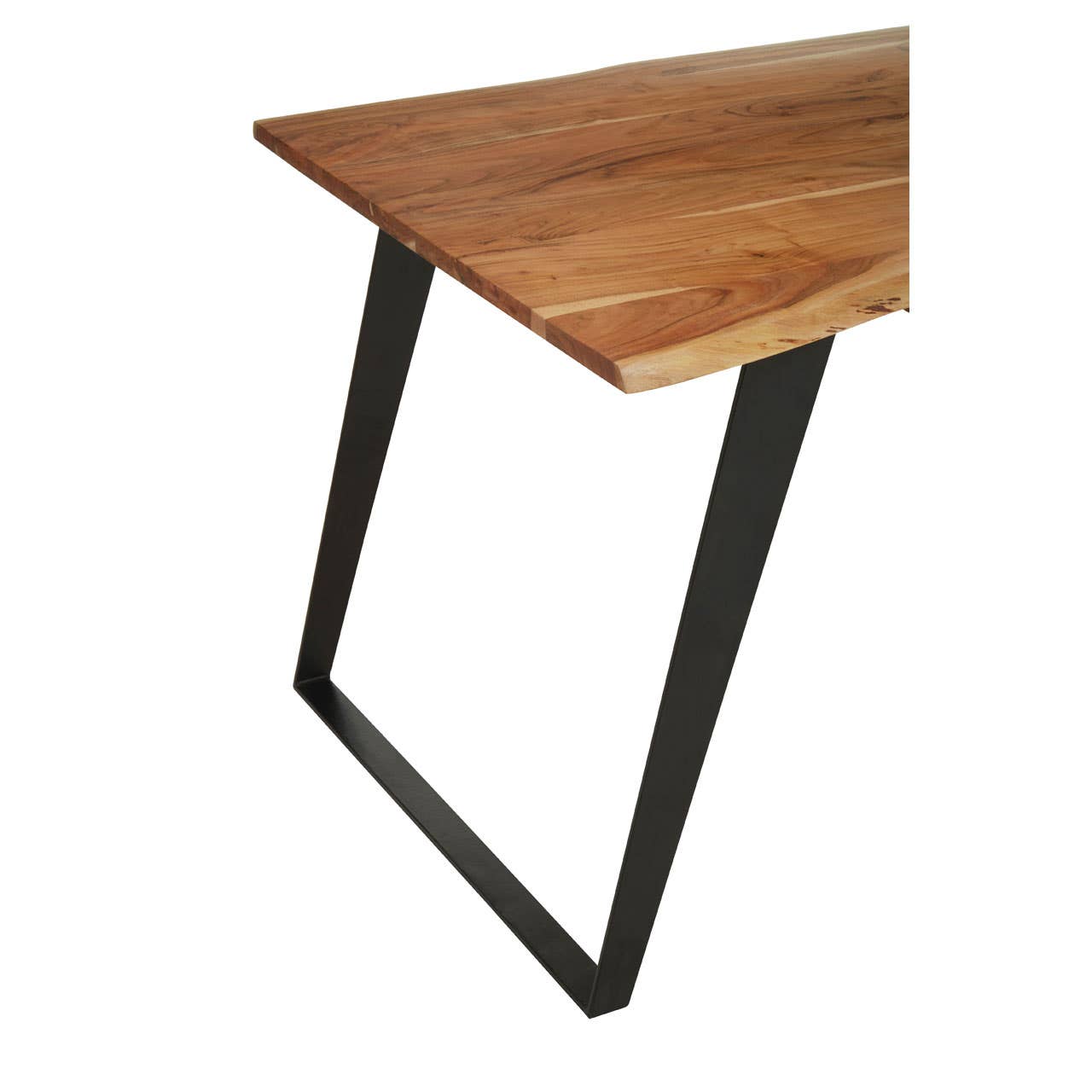 Ranip Acacia Wood And Looped Iron Base Dining Table