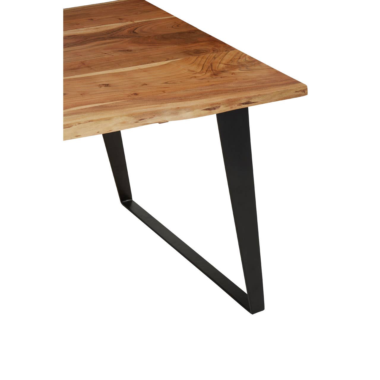 Ranip Acacia Wood And Looped Iron Base Dining Table