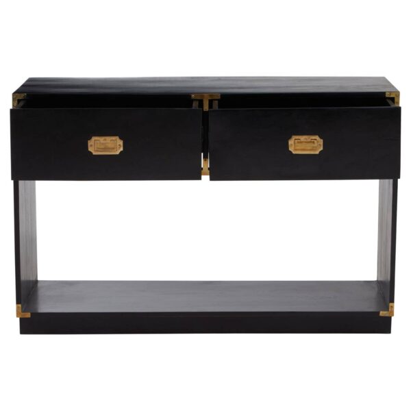 Tudor Two Drawer Black Mango Wood Console Table - Image 2