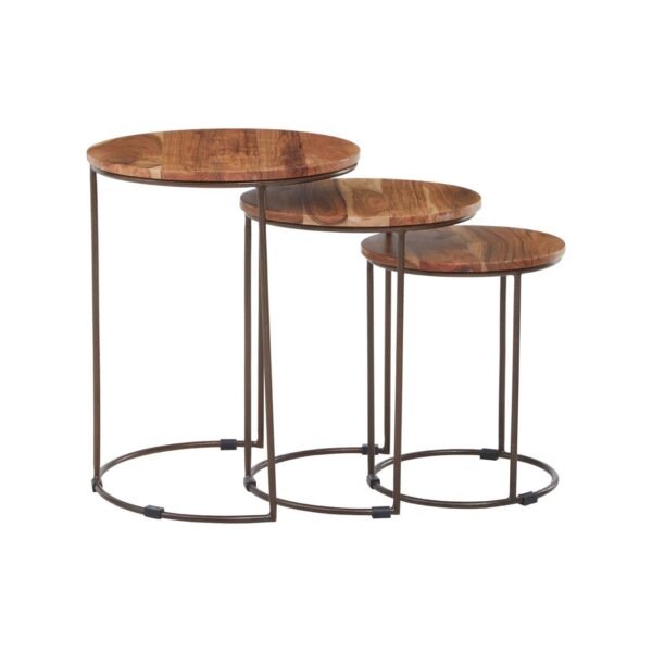 Ohom Nest Of Three Natural Acacia Wood Tables