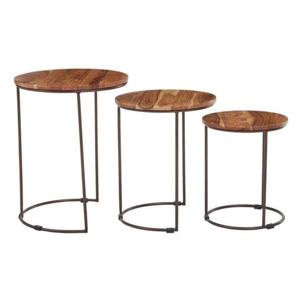 Ohom Nest Of Three Natural Acacia Wood Tables - Image 2