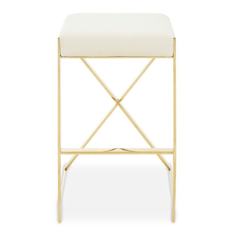 Hamil Ivory And Gold Finish Bar Stool