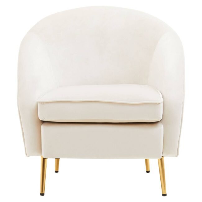 Farah Beige Velvet Armchair