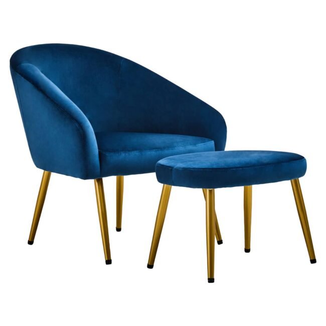 Farah Midnight Blue Chair And Footstool