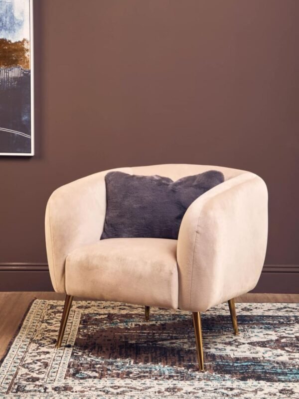 Farah Dark Beige Velvet Armchair - Image 11