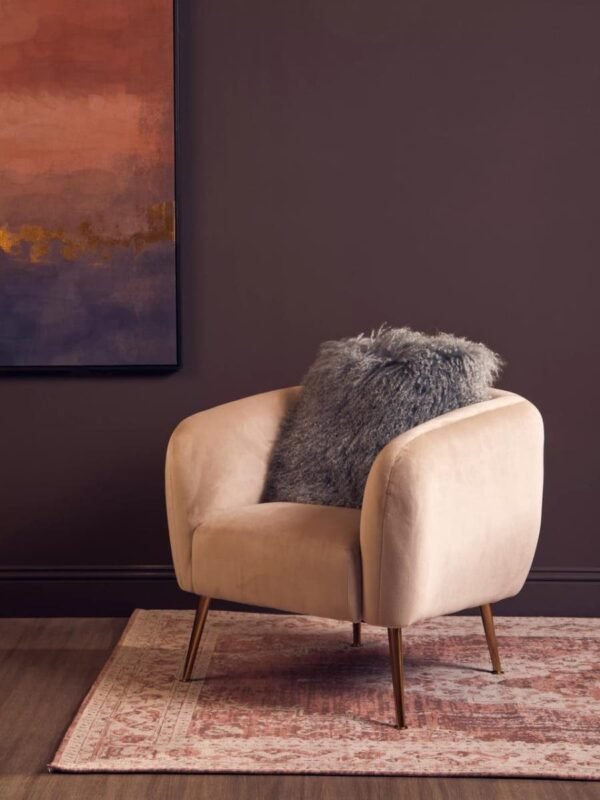 Farah Dark Beige Velvet Armchair - Image 12