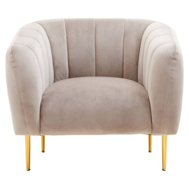 Farah Mink Velvet Channel Detail Armchair
